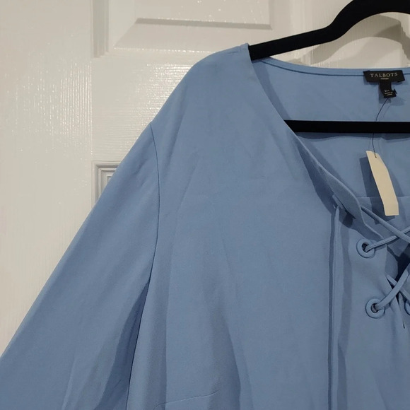 NWT Talbots Woman Periwinkle Blue Scallop Hem 3/4 Sleeve Blouse in Size 2X - Picture 3 of 9